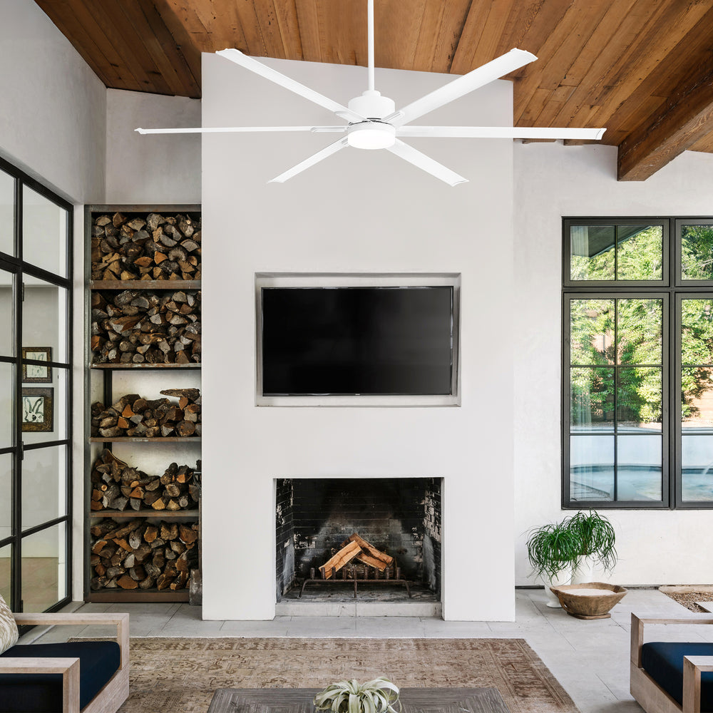 72-Inch Ceiling Fans with LED Light Remote Control, 6 Reversible Blade, Industrial Ceiling Fan with Reversible DC Motor, Down Rod Mount, LED Ceiling Light Chandelier for Bedroom