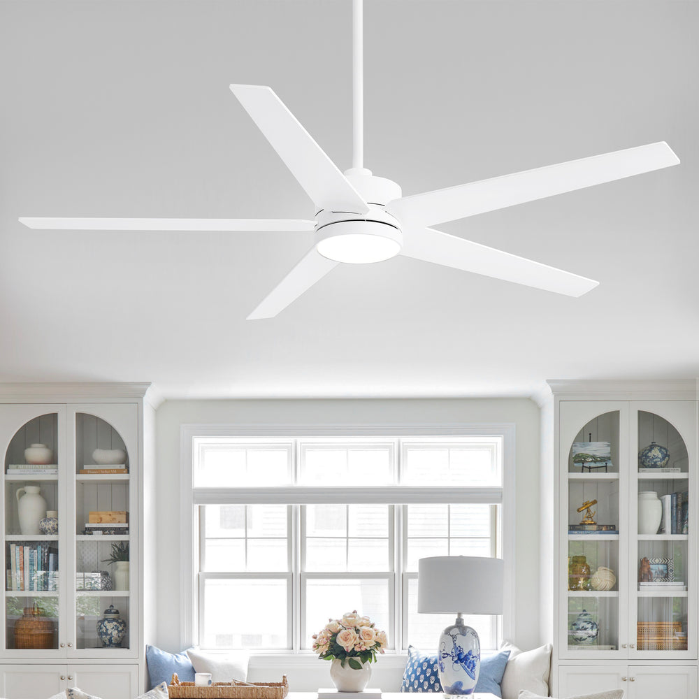 65-inch 5-Blade LED Ceiling Fan with Light and Remote，6" downrod and 20" downrod Included