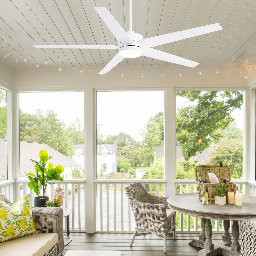 65-inch 5-Blade LED Ceiling Fan with Light and Remote，6" downrod and 20" downrod Included