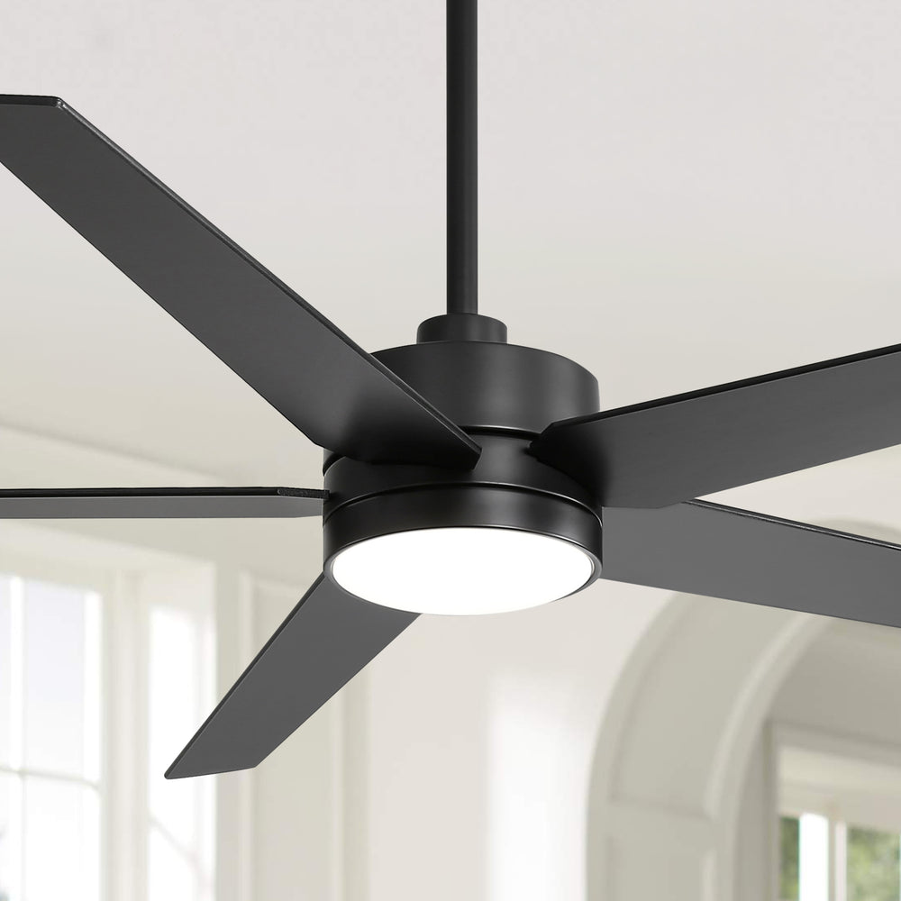 65-inch 5-Blade LED Ceiling Fan with Light and Remote，6" downrod and 20" downrod Included