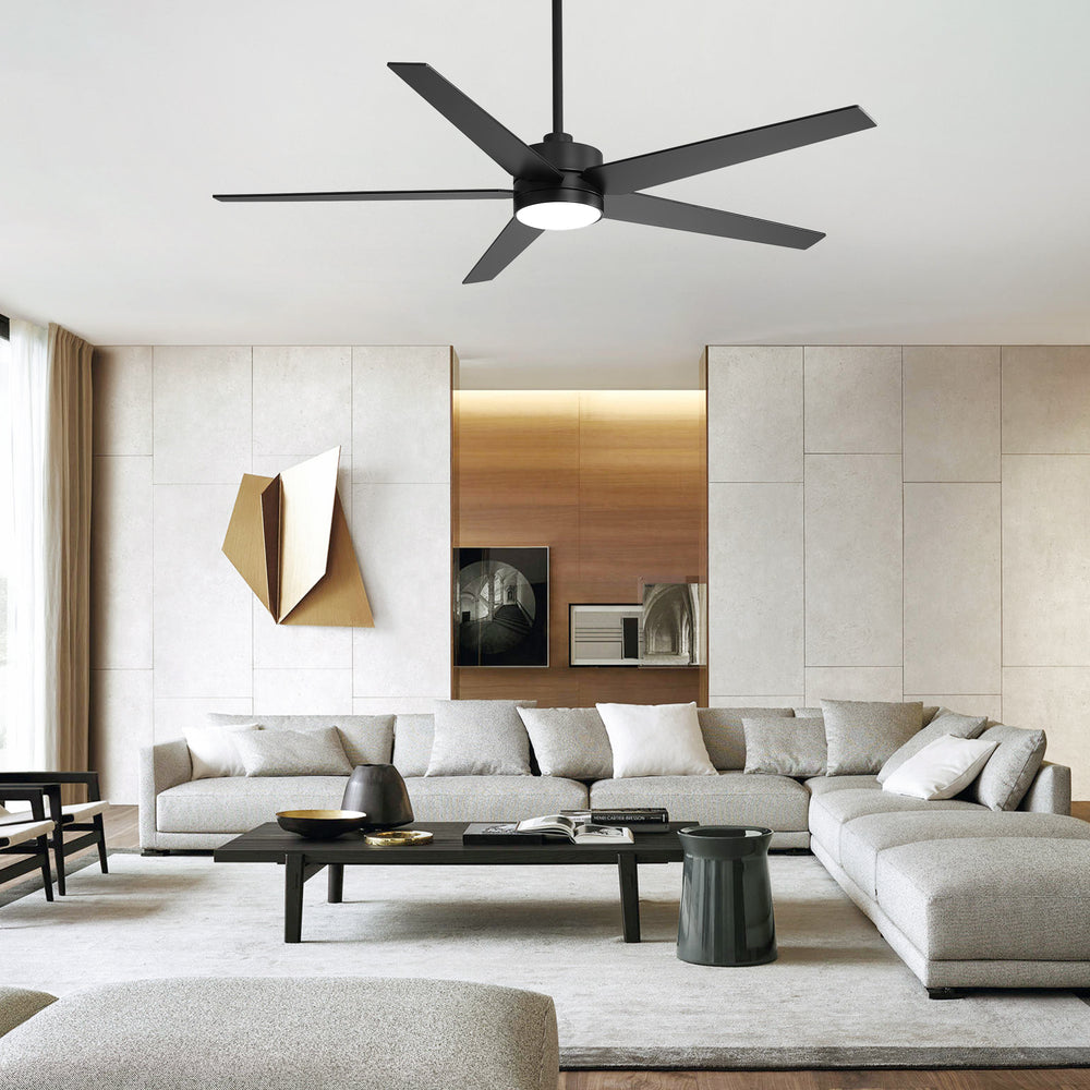 65-inch 5-Blade LED Ceiling Fan with Light and Remote，6" downrod and 20" downrod Included