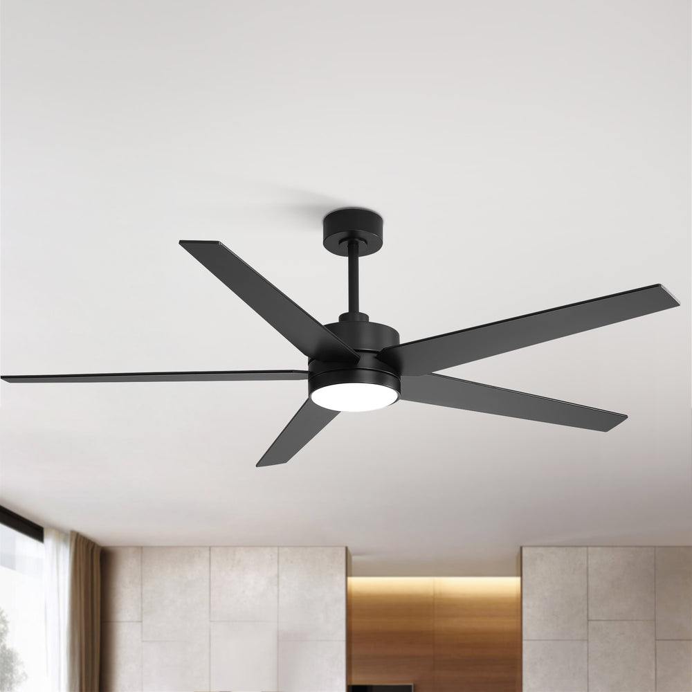 65-inch 5-Blade LED Ceiling Fan with Light and Remote，6" downrod and 20" downrod Included