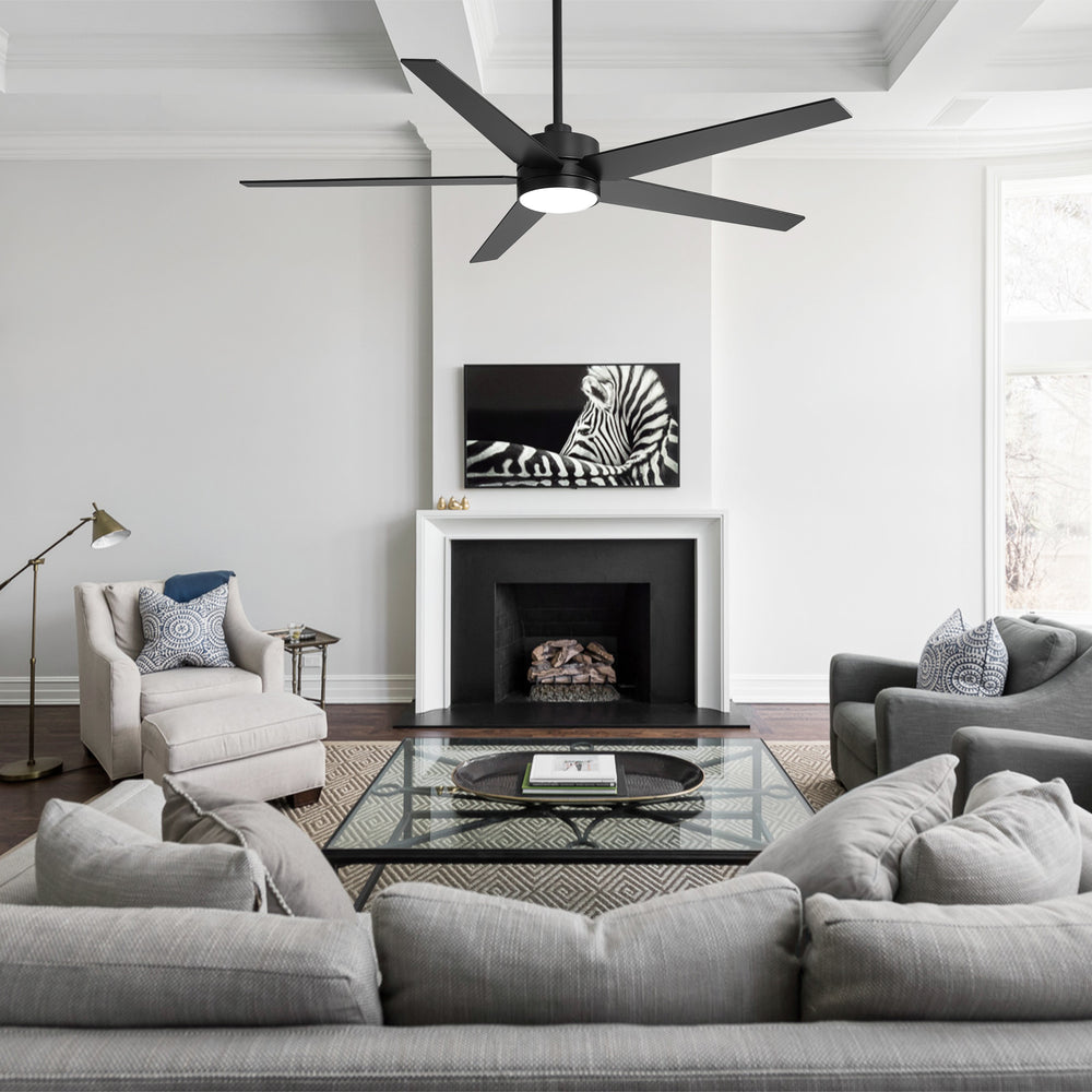 65-inch 5-Blade LED Ceiling Fan with Light and Remote，6" downrod and 20" downrod Included