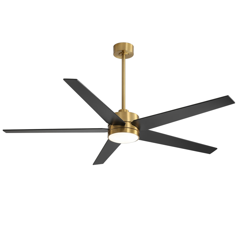 65-inch 5-Blade LED Ceiling Fan with Light and Remote，6" downrod and 20" downrod Included