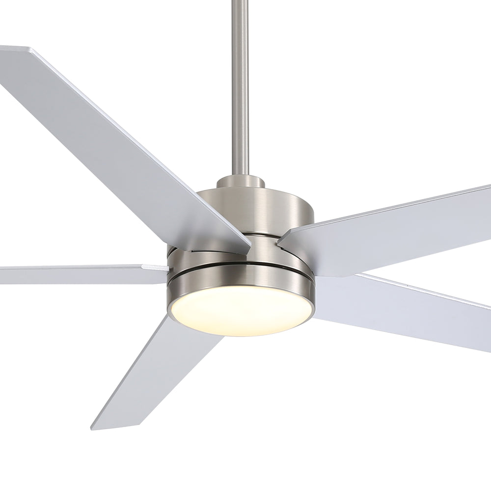 65-inch 5-Blade LED Ceiling Fan with Light and Remote，6" downrod and 20" downrod Included