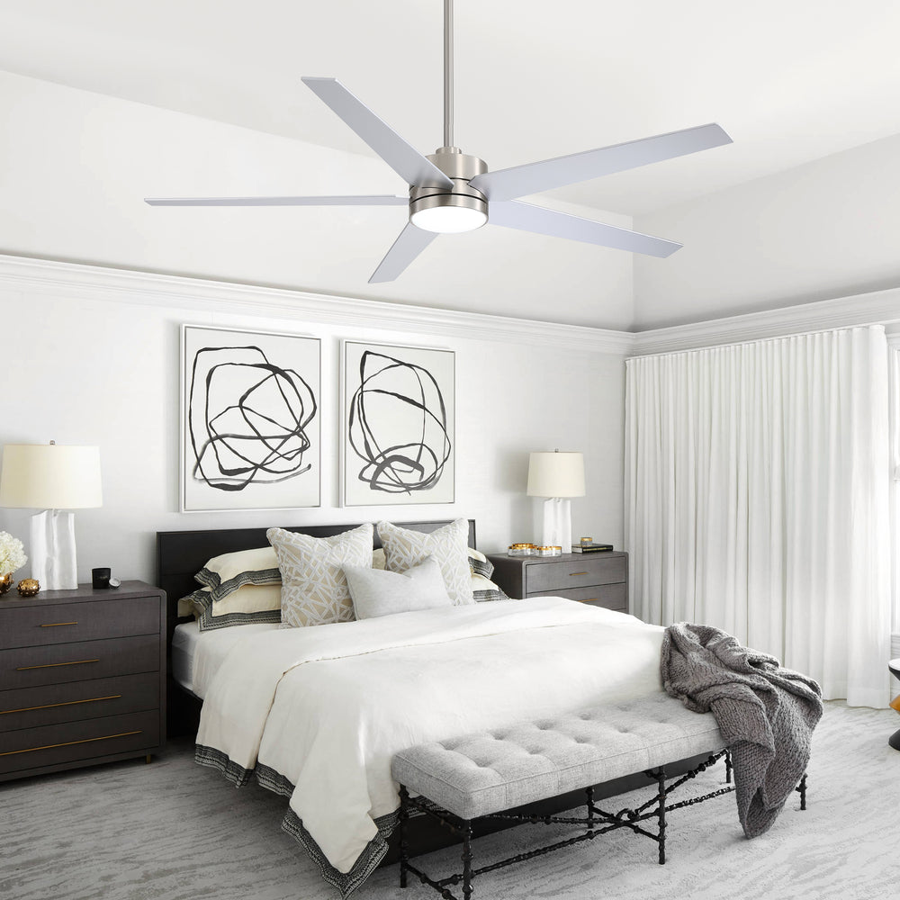 65-inch 5-Blade LED Ceiling Fan with Light and Remote，6" downrod and 20" downrod Included