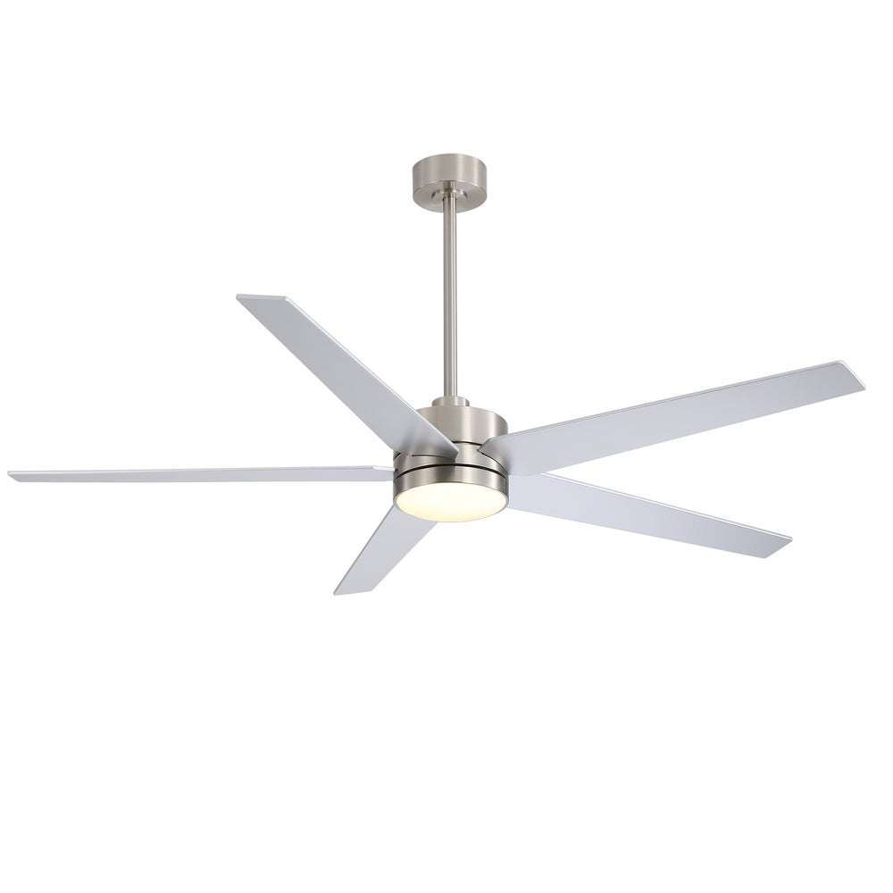 65-inch 5-Blade LED Ceiling Fan with Light and Remote，6" downrod and 20" downrod Included