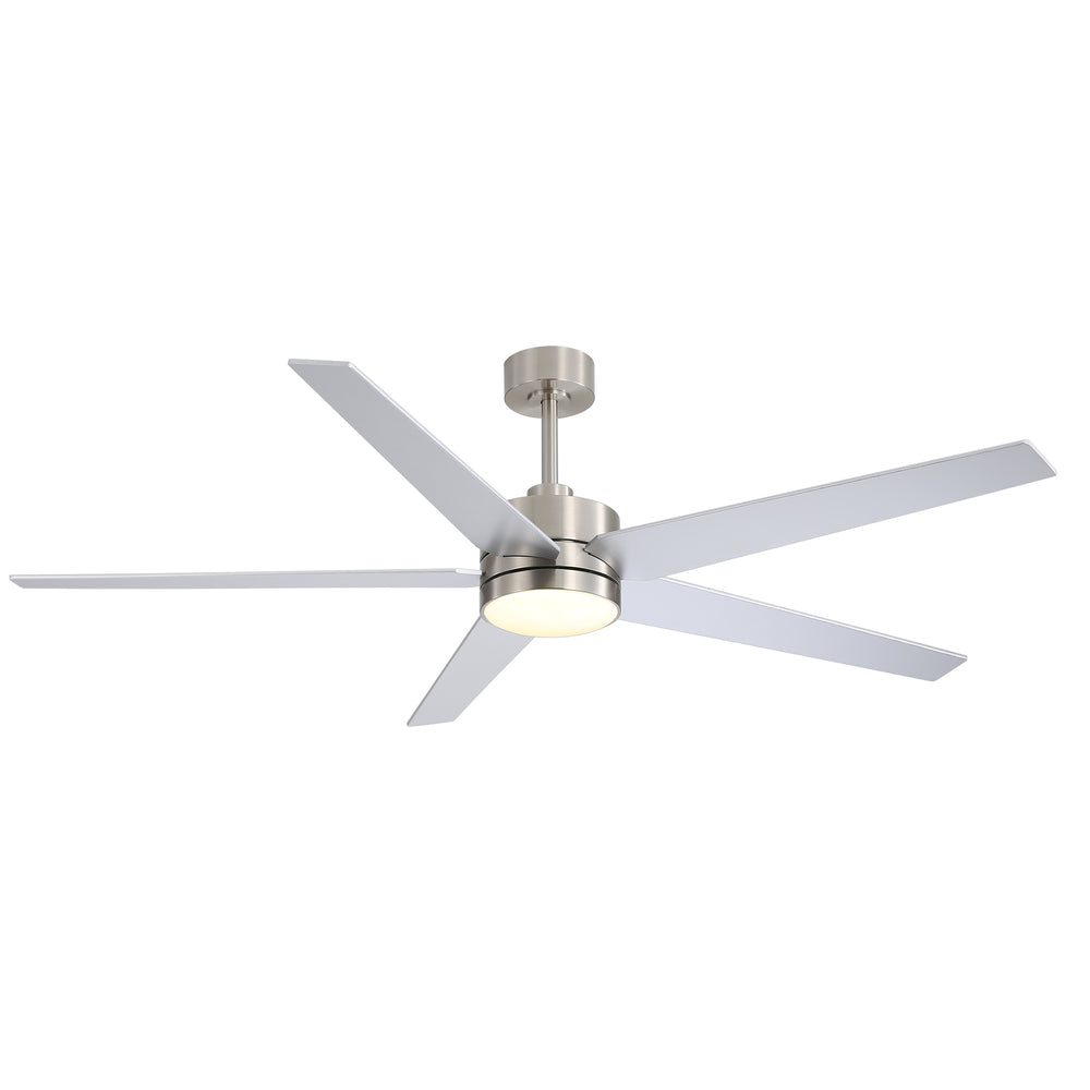 65-inch 5-Blade LED Ceiling Fan with Light and Remote，6" downrod and 20" downrod Included