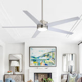 65-inch 5-Blade LED Ceiling Fan with Light and Remote，6" downrod and 20" downrod Included