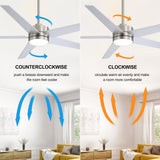 65-inch 5-Blade LED Ceiling Fan with Light and Remote，6" downrod and 20" downrod Included