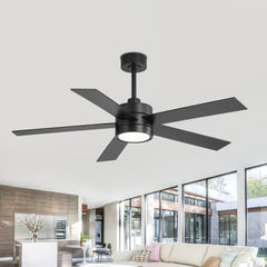 52-Inch 5-Blade LED Ceiling Fan with Light Remote,5in and 10in  Downrod Included