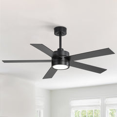 52-Inch 5-Blade LED Ceiling Fan with Light Remote,5in and 10in  Downrod Included