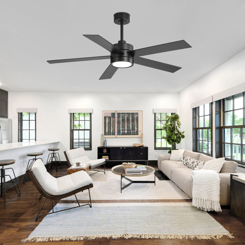 52-Inch 5-Blade LED Ceiling Fan with Light Remote,5" and 10" Downrod Included