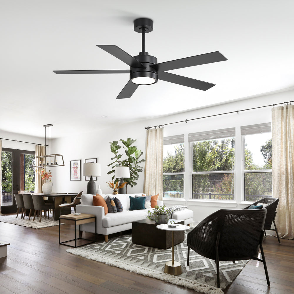 52-Inch 5-Blade LED Ceiling Fan with Light Remote,5" and 10" Downrod Included