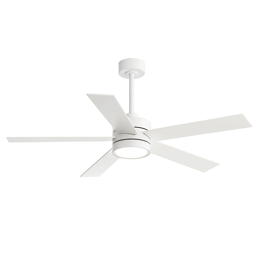 52-Inch 5-Blade LED Ceiling Fan with Light Remote,5" and 10" Downrod Included
