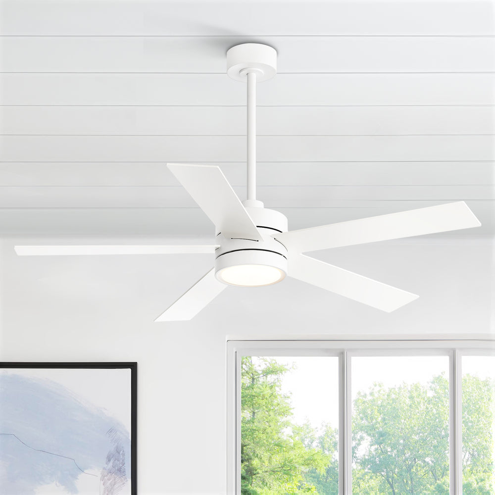 52-Inch 5-Blade LED Ceiling Fan with Light Remote,5" and 10" Downrod Included
