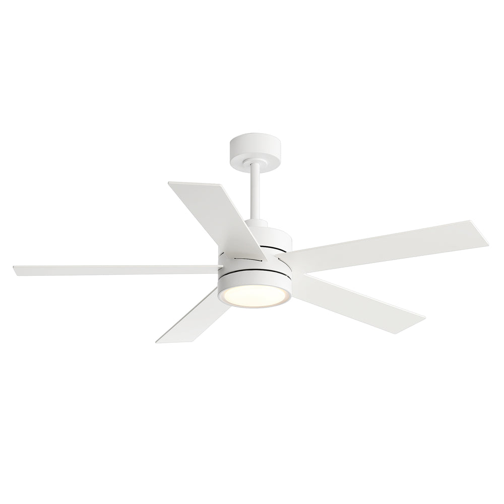 52-Inch 5-Blade LED Ceiling Fan with Light Remote,5" and 10" Downrod Included