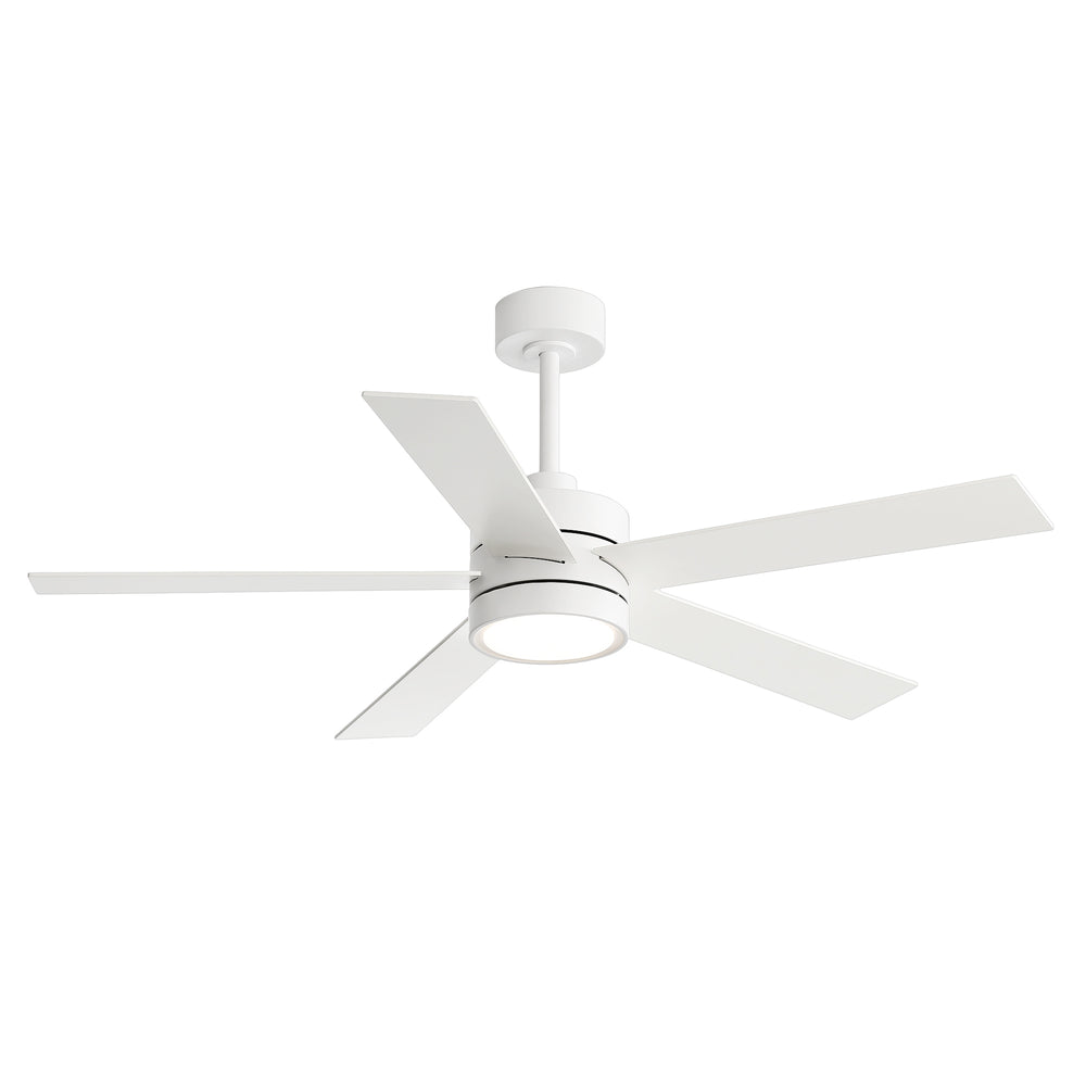 52-Inch 5-Blade LED Ceiling Fan with Light Remote,5" and 10" Downrod Included