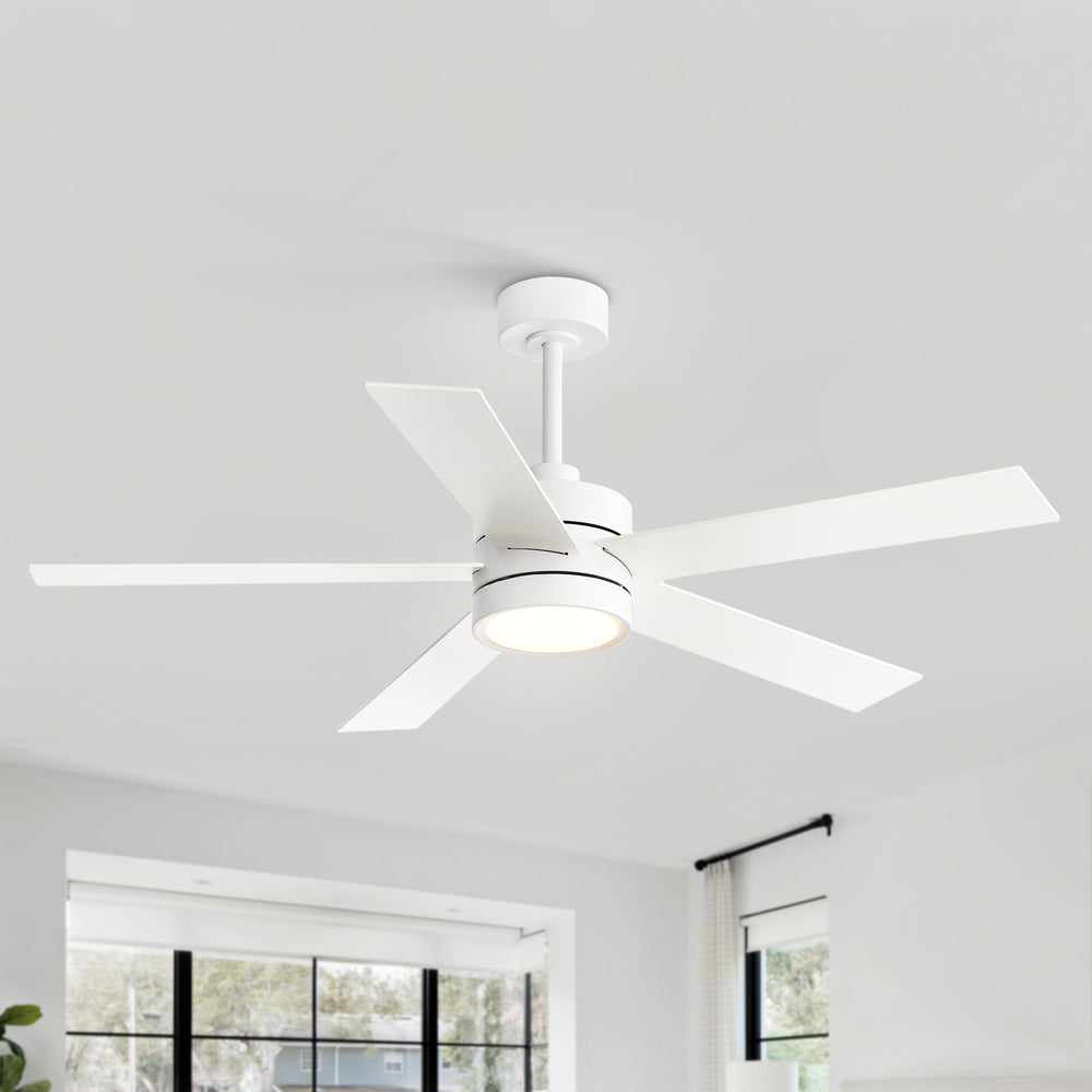 52-Inch 5-Blade LED Ceiling Fan with Light Remote,5" and 10" Downrod Included