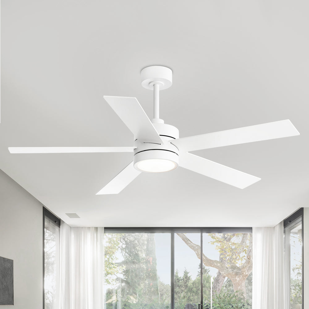 52-Inch 5-Blade LED Ceiling Fan with Light Remote,5" and 10" Downrod Included