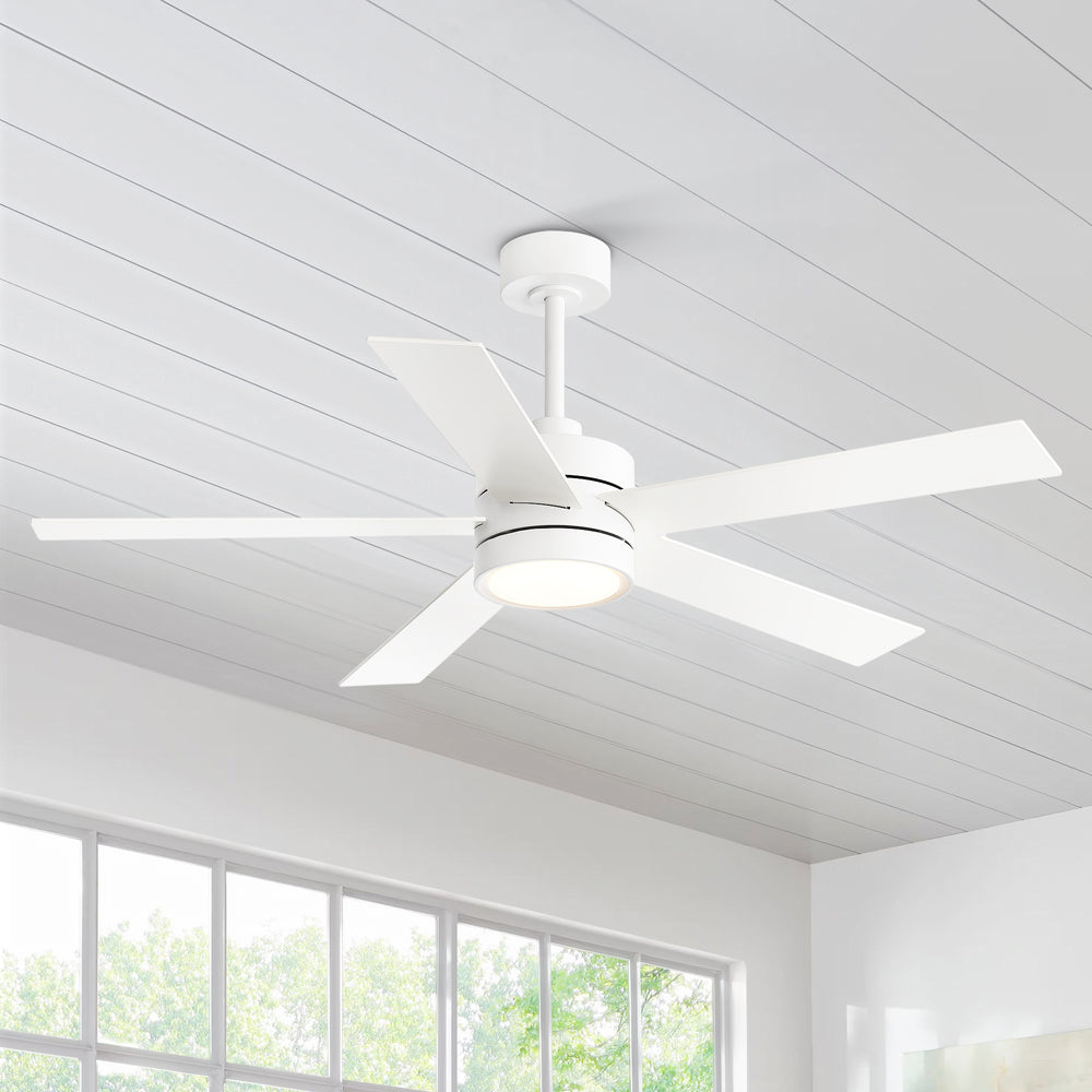 52-Inch 5-Blade LED Ceiling Fan with Light Remote,5" and 10" Downrod Included