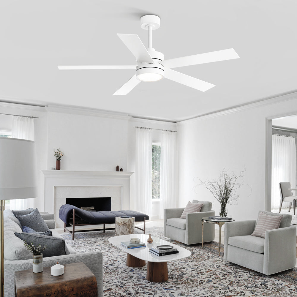 52-Inch 5-Blade LED Ceiling Fan with Light Remote,5" and 10" Downrod Included