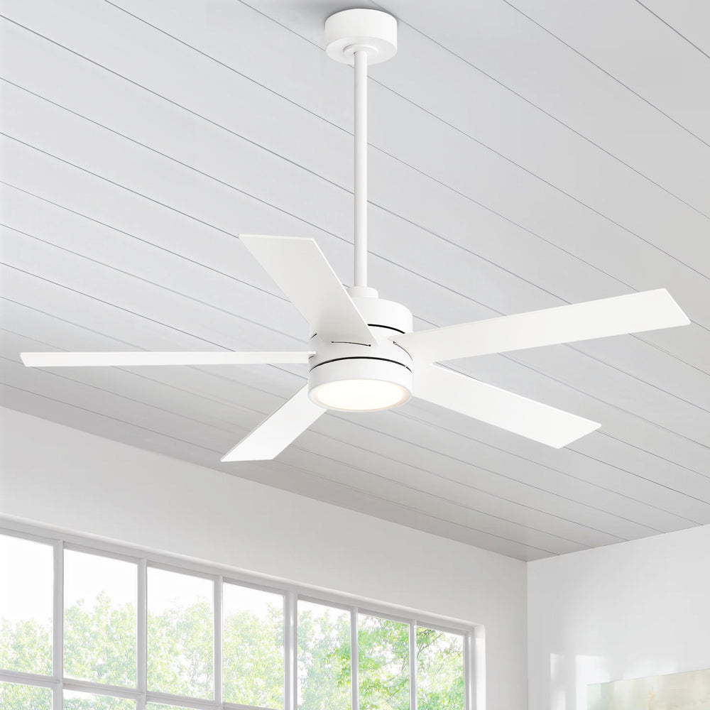 52-Inch 5-Blade LED Ceiling Fan with Light Remote,5" and 10" Downrod Included