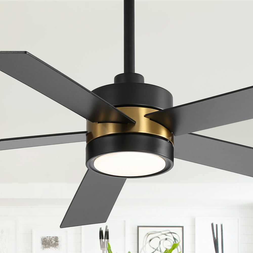 52-Inch 5-Blade LED Ceiling Fan with Light Remote,5" and 10" Downrod Included