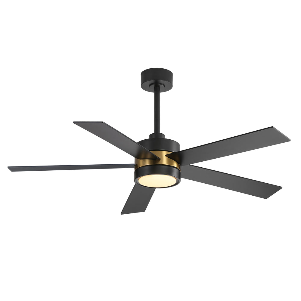 52-Inch 5-Blade LED Ceiling Fan with Light Remote,5" and 10" Downrod Included