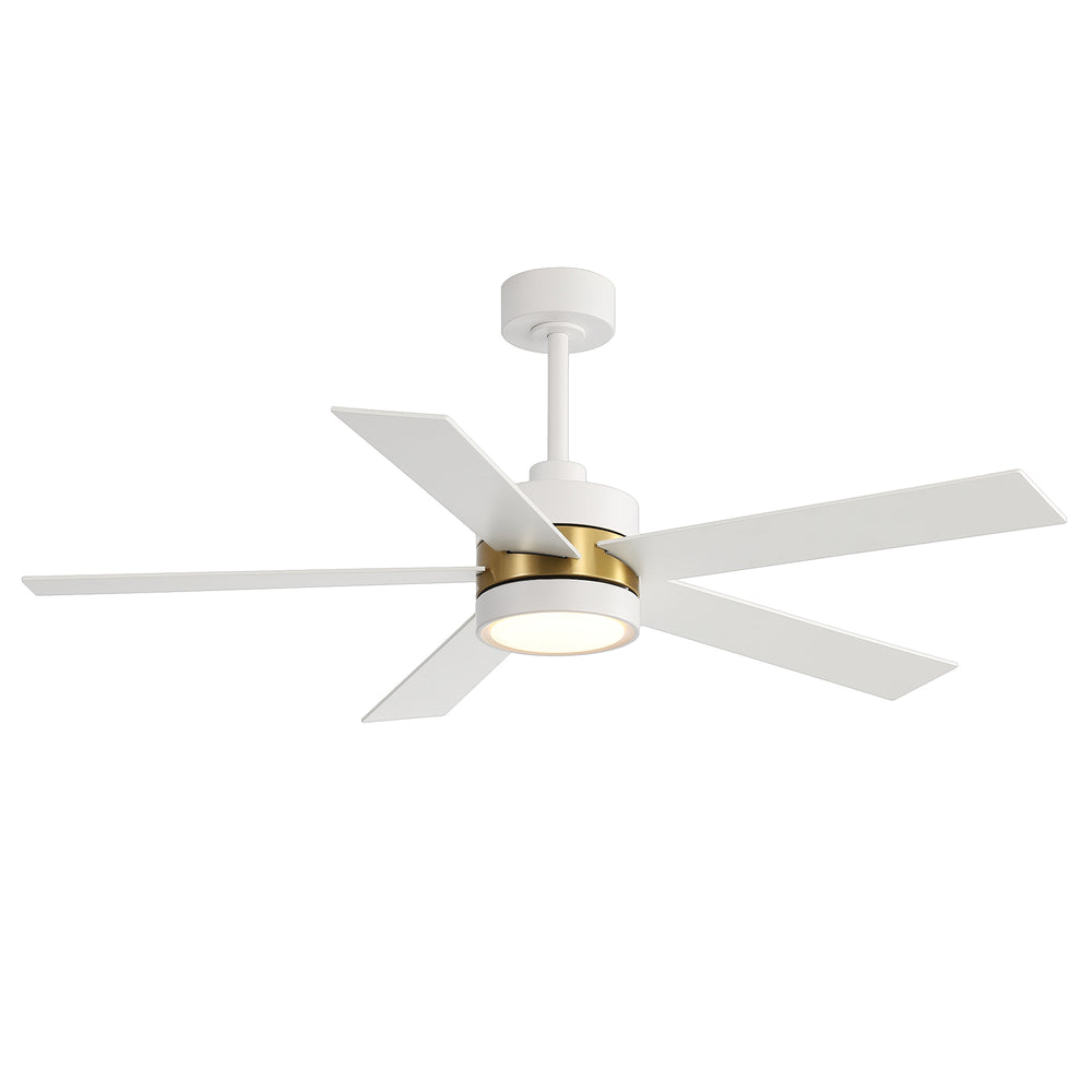 52-Inch 5-Blade LED Ceiling Fan with Light Remote,5" and 10" Downrod Included
