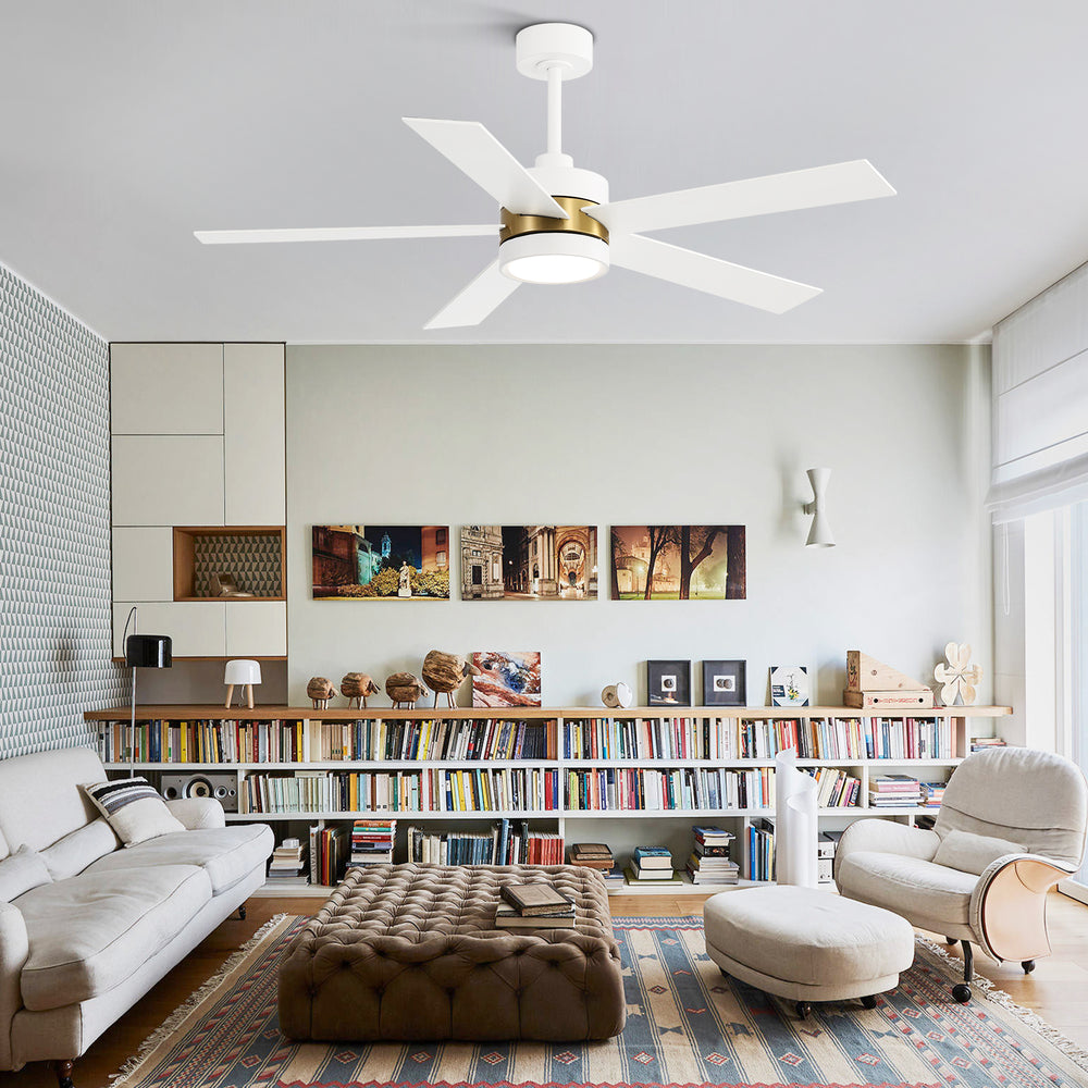 52-Inch 5-Blade LED Ceiling Fan with Light Remote,5" and 10" Downrod Included