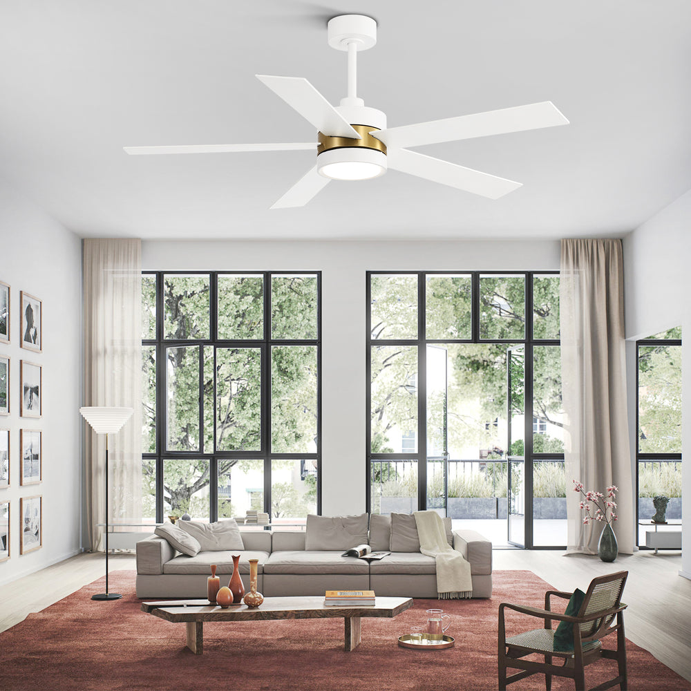 52-Inch 5-Blade LED Ceiling Fan with Light Remote,5" and 10" Downrod Included