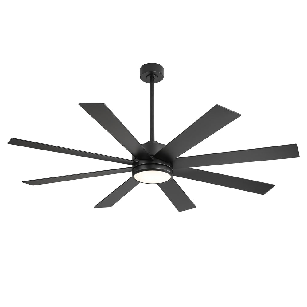 65-inch Large 8 Blade LED Ceiling Fan with Light, Remote Control and Two Downrods (6" & 20")