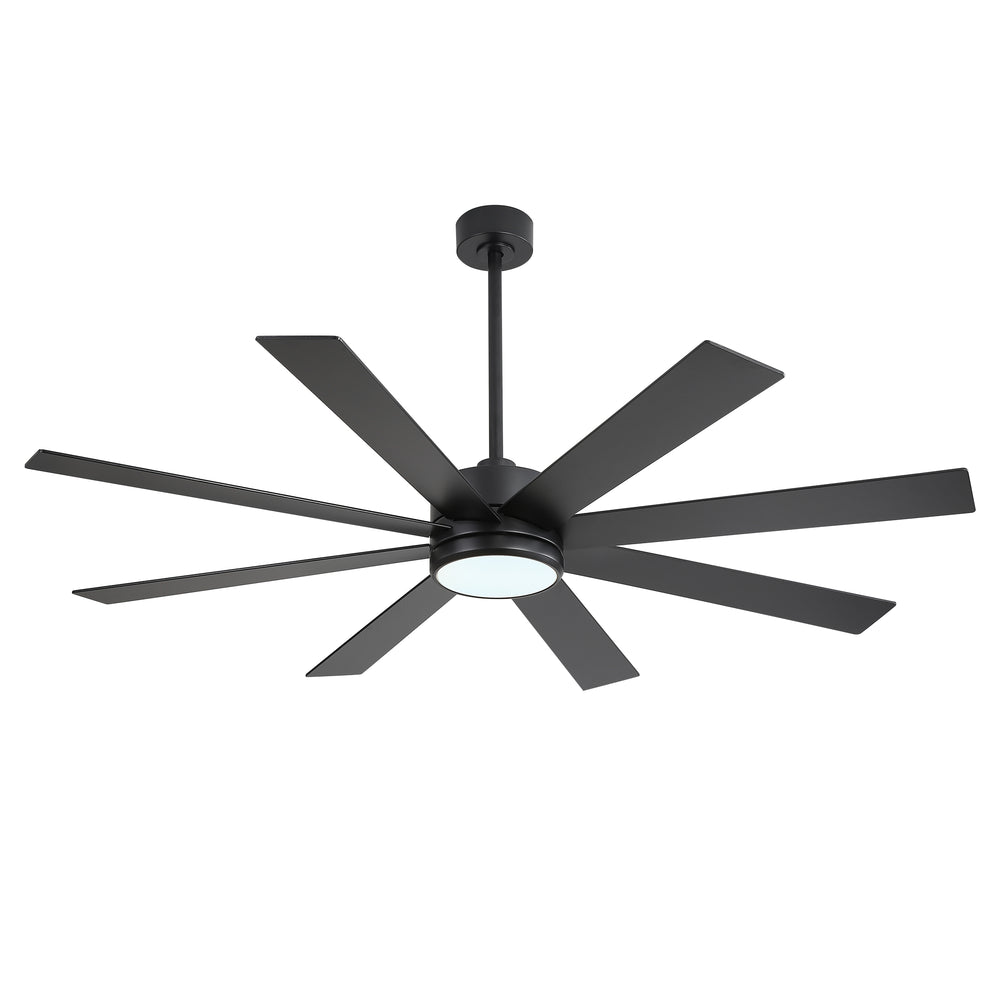 65-inch Large 8 Blade LED Ceiling Fan with Light, Remote Control and Two Downrods (6" & 20")