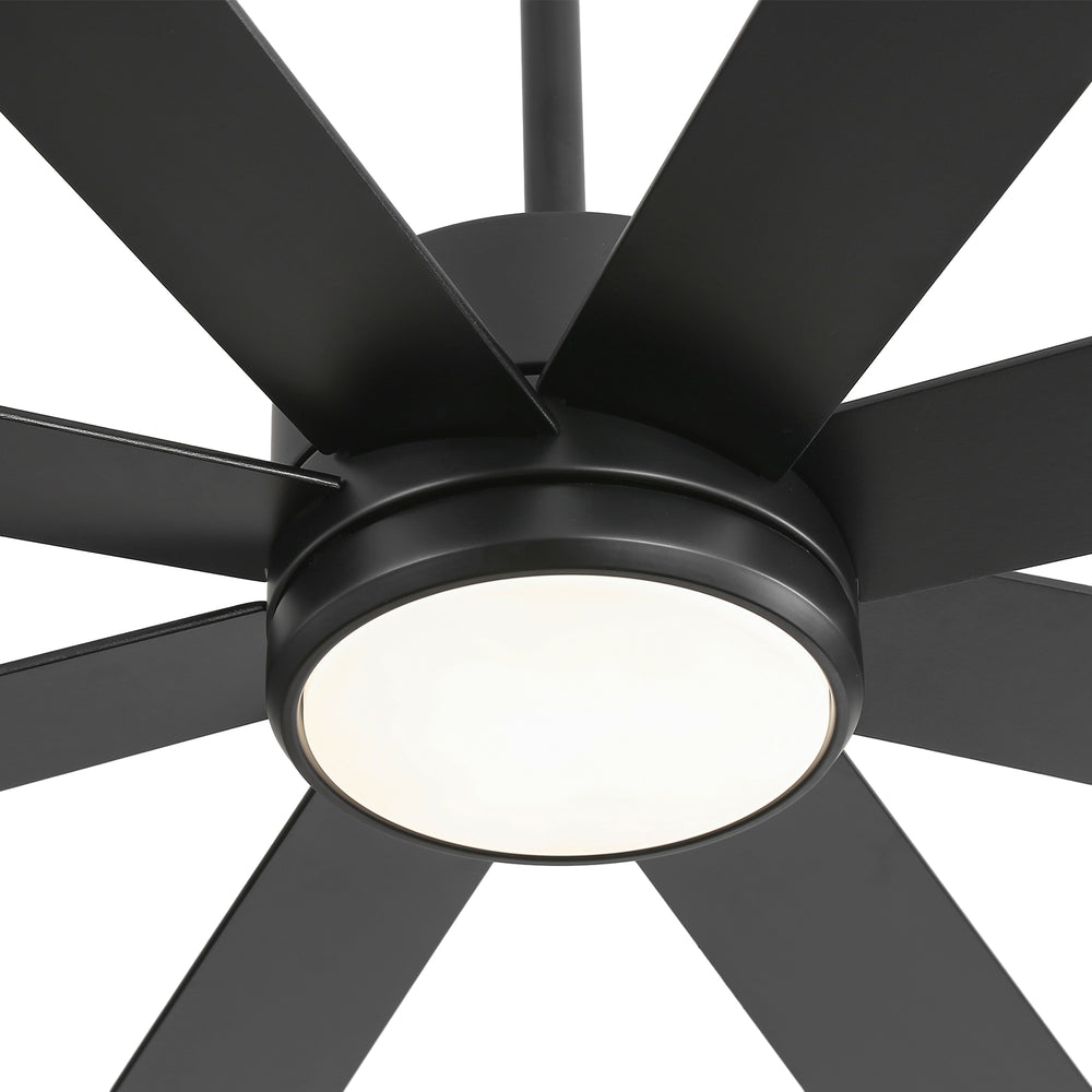 65-inch Large 8 Blade LED Ceiling Fan with Light, Remote Control and Two Downrods (6" & 20")