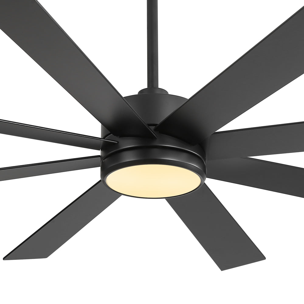 65-inch Large 8 Blade LED Ceiling Fan with Light, Remote Control and Two Downrods (6" & 20")