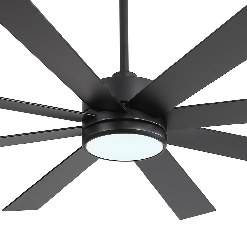 65-inch Large 8 Blade LED Ceiling Fan with Light, Remote Control and Two Downrods (6" & 20")