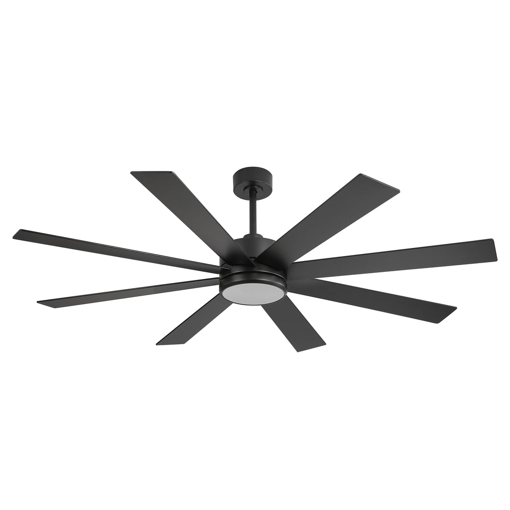 65-inch Large 8 Blade LED Ceiling Fan with Light, Remote Control and Two Downrods (6" & 20")