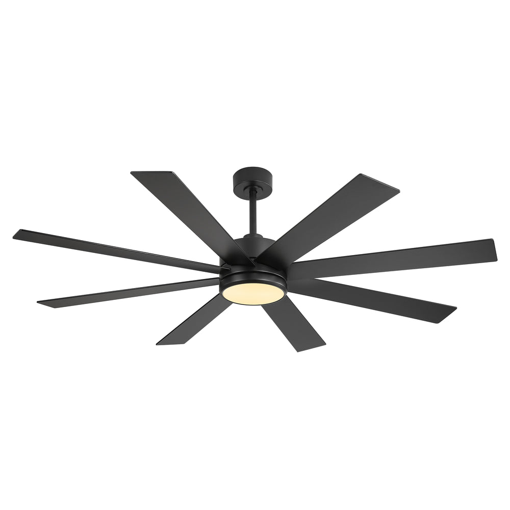 65-inch Large 8 Blade LED Ceiling Fan with Light, Remote Control and Two Downrods (6" & 20")
