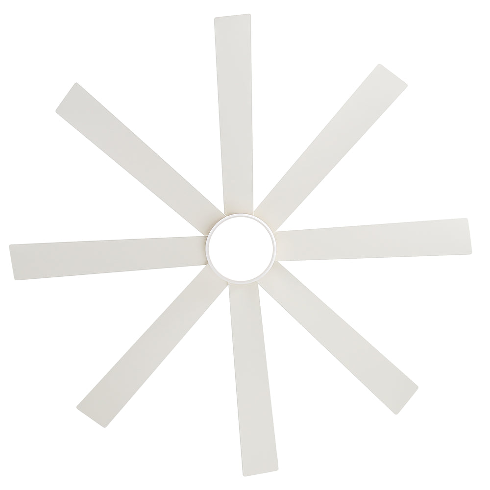 65-inch Large 8 Blade LED Ceiling Fan with Light, Remote Control and Two Downrods (6" & 20")