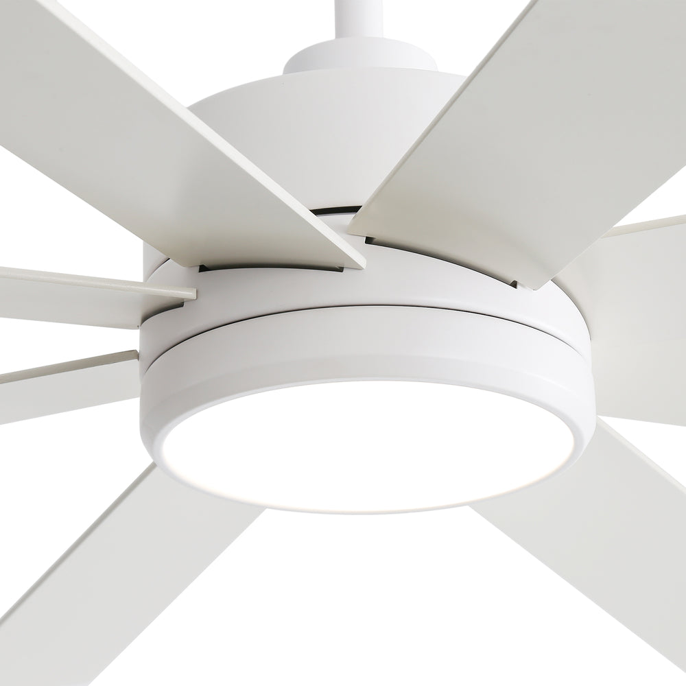 65-inch Large 8 Blade LED Ceiling Fan with Light, Remote Control and Two Downrods (6" & 20")