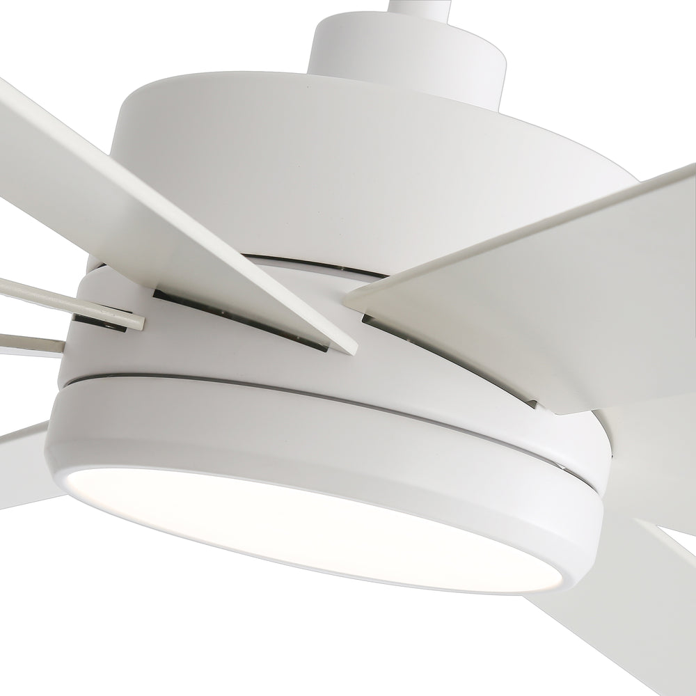 65-inch Large 8 Blade LED Ceiling Fan with Light, Remote Control and Two Downrods (6" & 20")