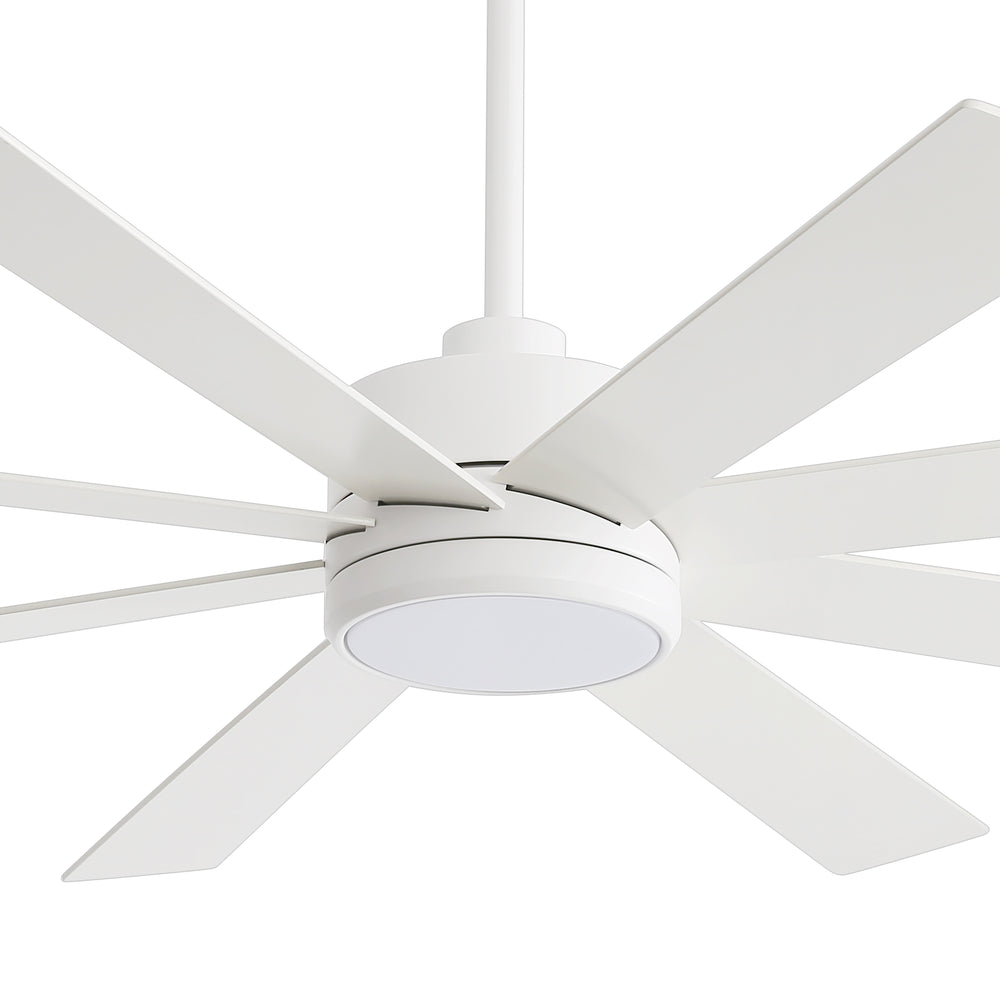 65-inch Large 8 Blade LED Ceiling Fan with Light, Remote Control and Two Downrods (6" & 20")