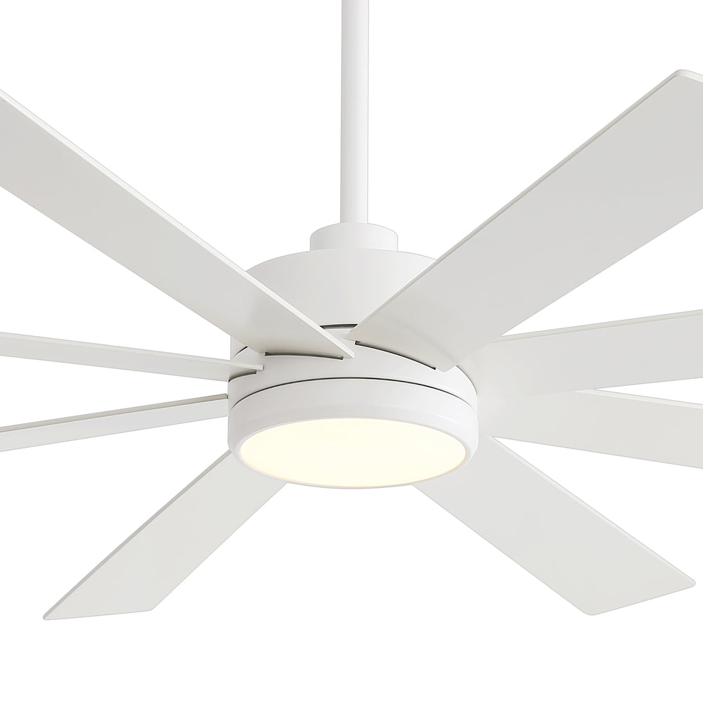 65-inch Large 8 Blade LED Ceiling Fan with Light, Remote Control and Two Downrods (6" & 20")