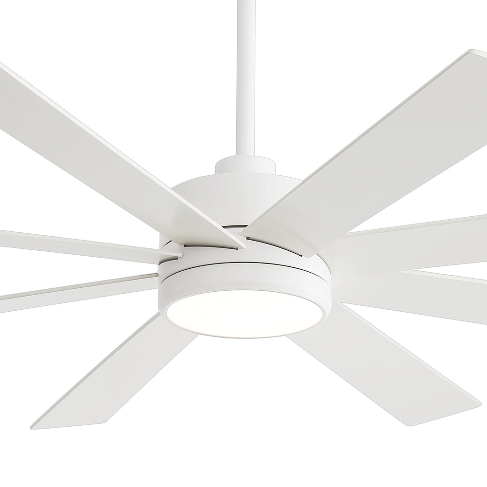 65-inch Large 8 Blade LED Ceiling Fan with Light, Remote Control and Two Downrods (6" & 20")