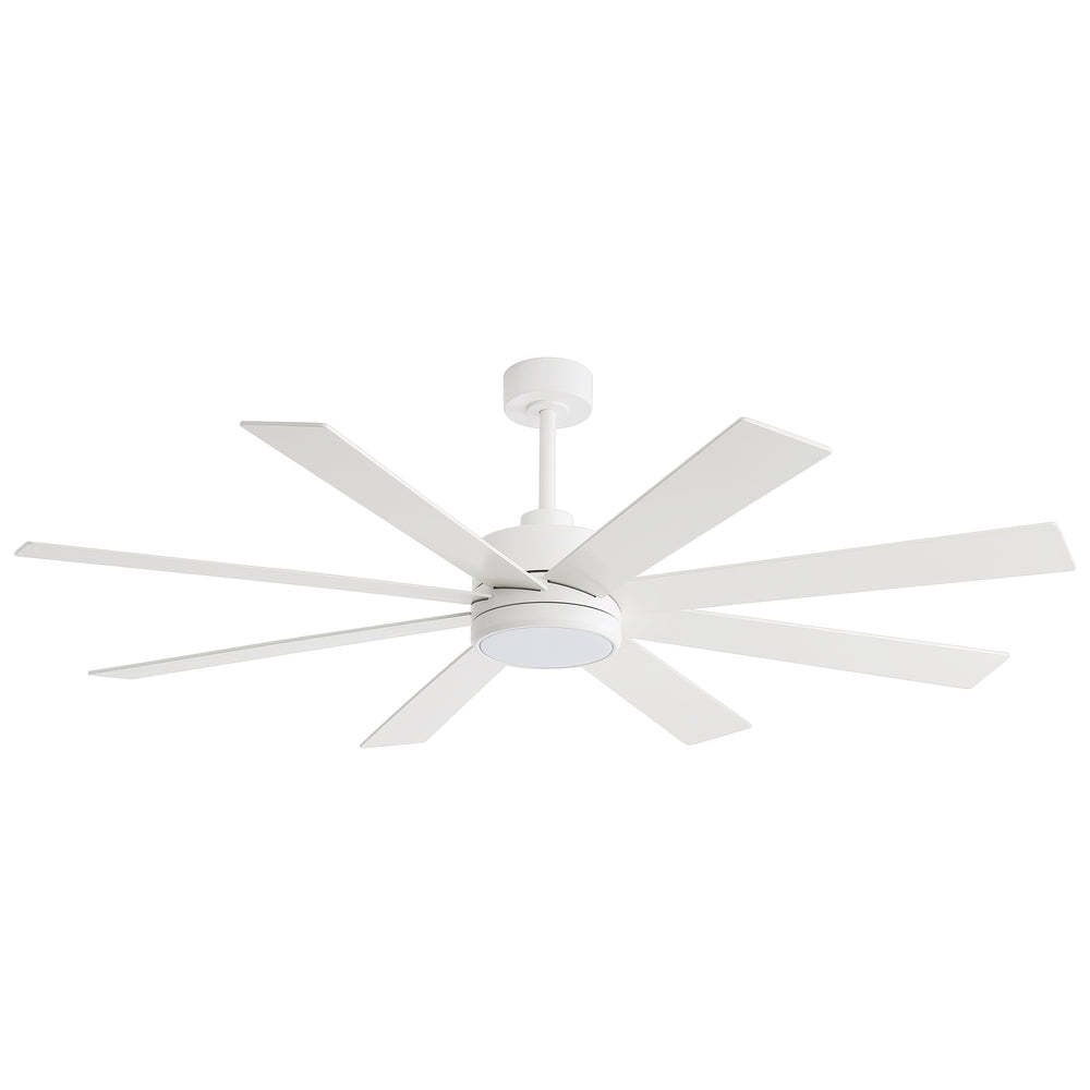 65-inch Large 8 Blade LED Ceiling Fan with Light, Remote Control and Two Downrods (6" & 20")