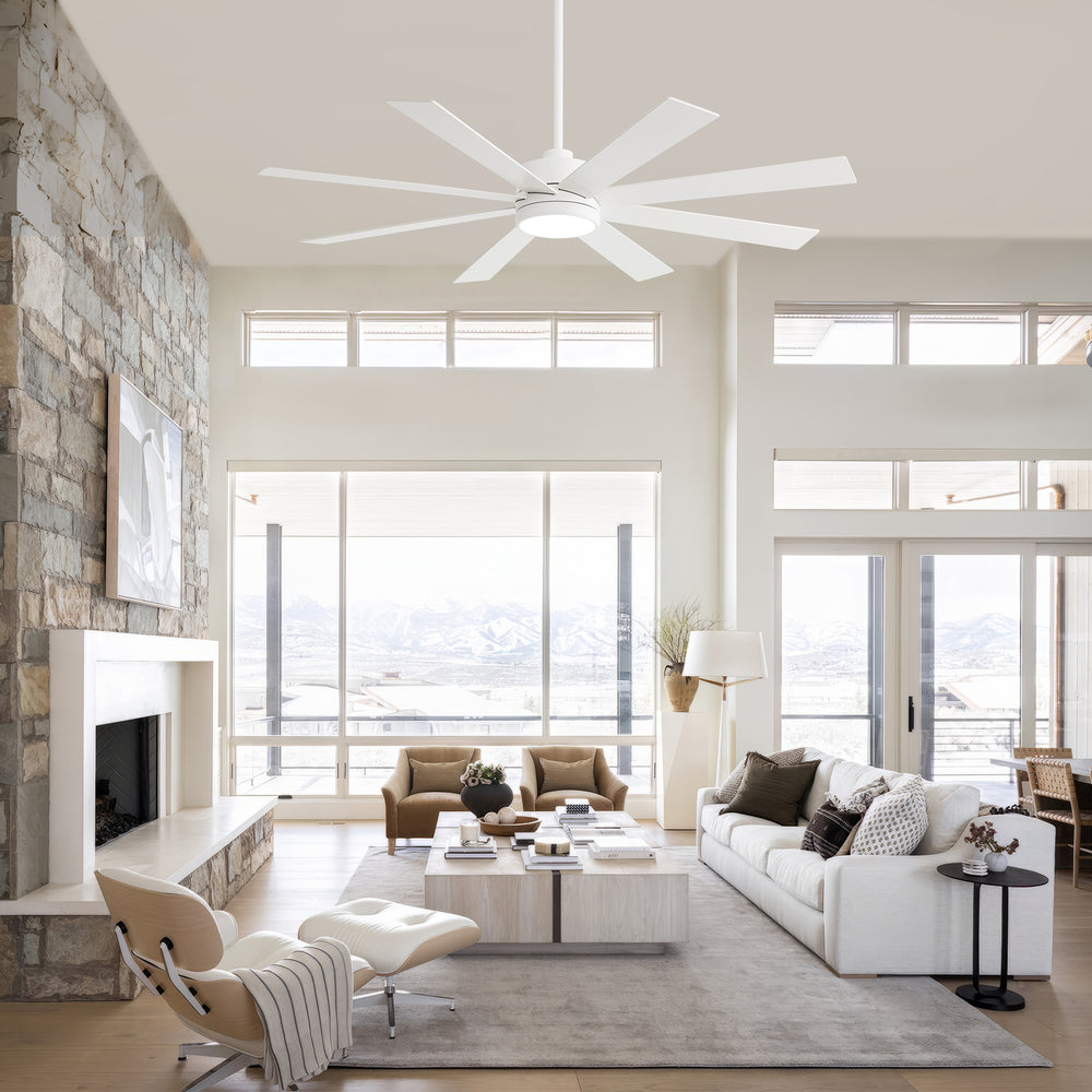 65-inch Large 8 Blade LED Ceiling Fan with Light, Remote Control and Two Downrods (6" & 20")