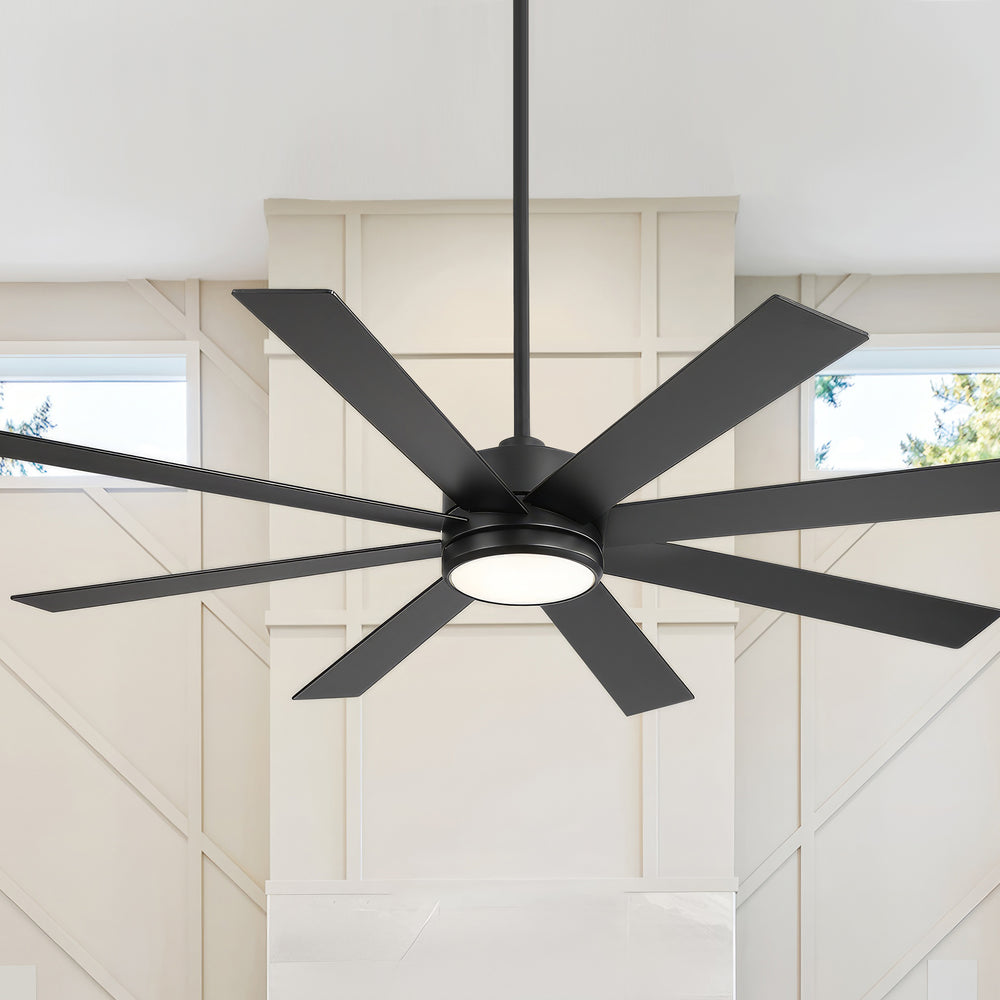 65-inch Large 8 Blade LED Ceiling Fan with Light, Remote Control and Two Downrods (6" & 20")