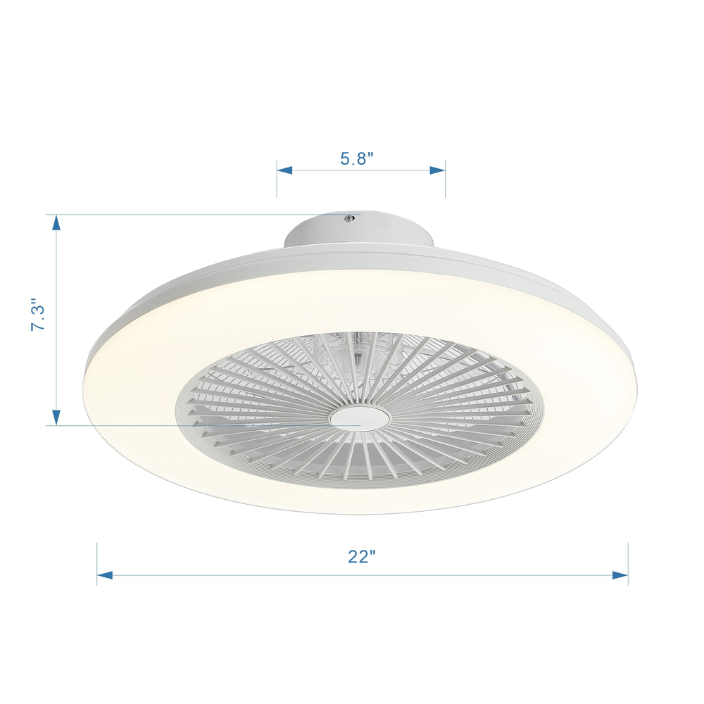 22-inch  Enclosed Low Profile Caged Smart LED Ceiling Fan Works with Alexa/Google/APP