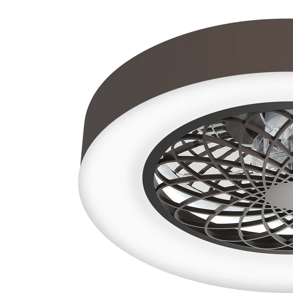 Flush Mount Ceiling Fan with Lights 20 inch Smart Bladeless Low Profile Ceiling Fans with Alexa/Google Assistant/App Control RGB Back Ambient Light